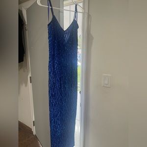 Vintage long blue sequined dress
